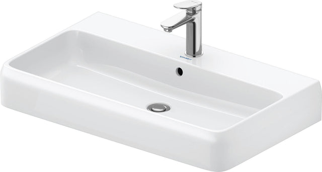 DURAVIT Qatego Waschtisch 800 mm mit Hahnlochbank & HygieneGlaze – Weiß Hochglanz