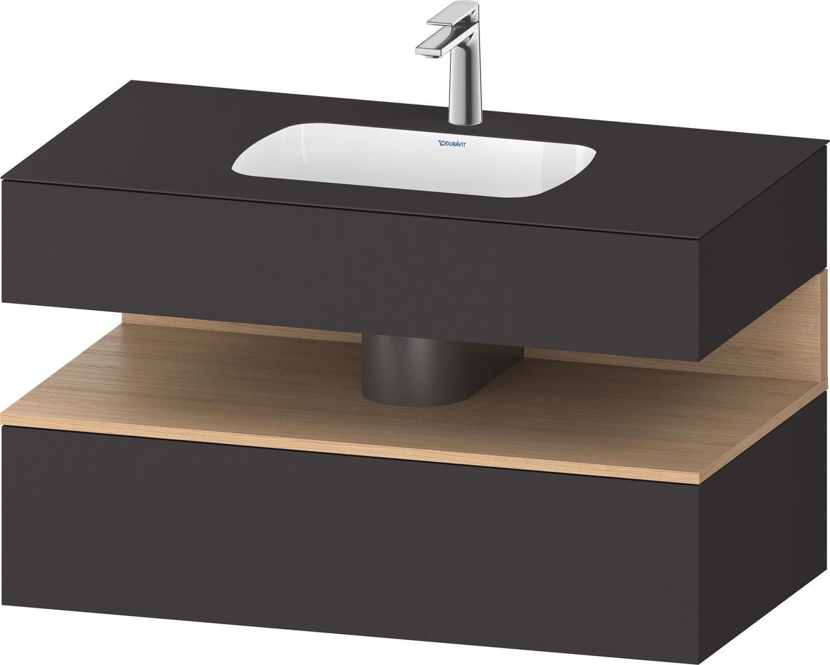 DURAVIT Qatego Einbauwaschtisch mit Konsolenwaschtischunterbau 1000 mm, 1 Auszug, antibakteriell