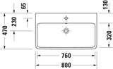 DURAVIT Qatego Waschtisch 800 mm mit Hahnlochbank & HygieneGlaze – Weiß Hochglanz