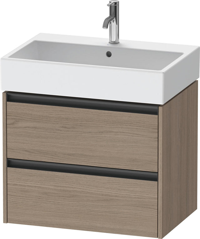 Duravit Ketho.2 Waschtischunterbau 684 mm Eiche Terra mit 2 Schubkästen und Soft-Close