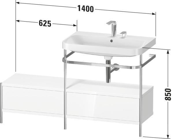 Duravit Waschtischset HAPPY D.2 PLUS 1400x490mm ein Hahnloch taupe supermatt
