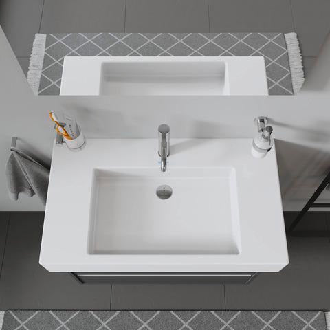 DURAVIT Vero Möbelwaschtisch 850 mm weiß WonderGliss mit Überlauf und Hahnlochbank