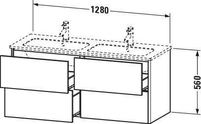 Duravit XSquare Waschtischunterbau 1280 mm, 4 Schubkästen, Betongrau Matt, wandhängend