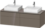flannel grey hochglanz / Mitteldichte Faserplatte (MDF) / 2 Schubkästen, 2 Auszüge