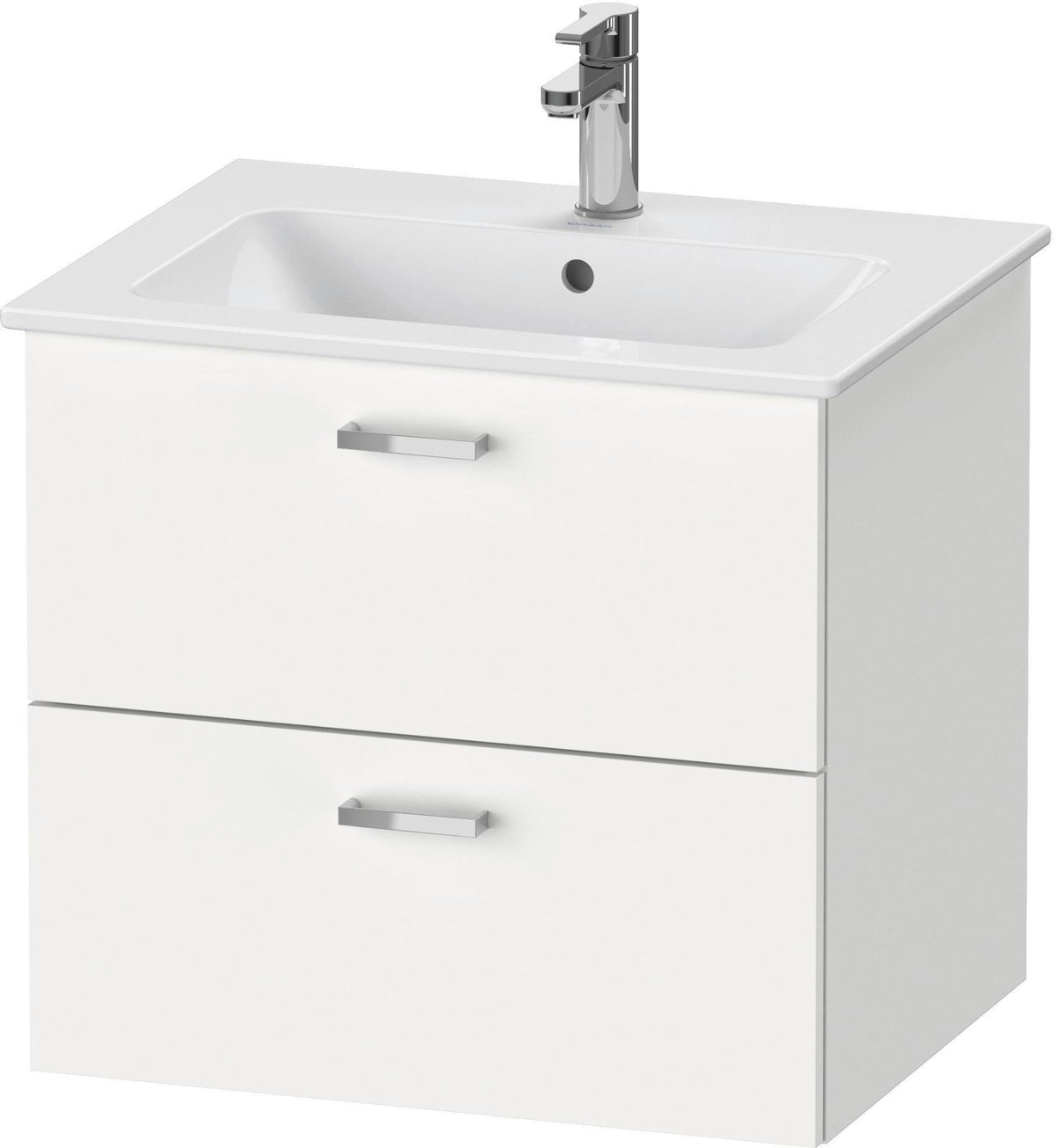 Duravit XBase Waschtischunterbau wandhängend 600 mm, 2 Schubkästen, weiß matt, Soft-Close