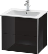 Duravit XSquare Waschtischunterbau 610 mm, 2 Schubkästen, Schwarz Hochglanz, wandhängend
