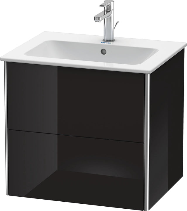 Duravit XSquare Waschtischunterbau 610 mm, 2 Schubkästen, Schwarz Hochglanz, wandhängend