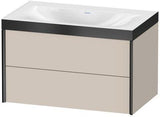 Duravit XViu Möbelwaschtisch-Set 800 mm mit Viu Waschtisch, Nussbaum Mitte, 2 Schubkästen, wandhängend