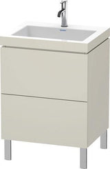 Duravit L-Cube Waschtischset 600x480mm mit Vero Air Möbelwaschtisch, 2 Auszüge, ohne Überlauf, taupe s-matt