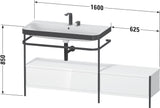 Duravit Waschtischset Happy D.2 Plus 1600x490mm Taupe Supermatt mit Hahnloch und Handtuchhalter