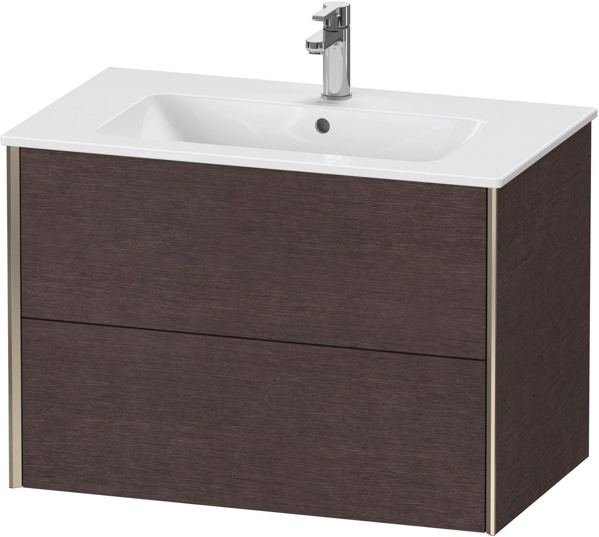 Duravit XViu Waschtischunterbau wandhängend 810 mm, 2 Schubkästen, champagner matt/weiß matt – ohne Griff, mit Tip-On-Technik