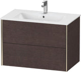 Duravit XViu Waschtischunterbau wandhängend 810 mm, 2 Schubkästen, champagner matt/weiß matt – ohne Griff, mit Tip-On-Technik