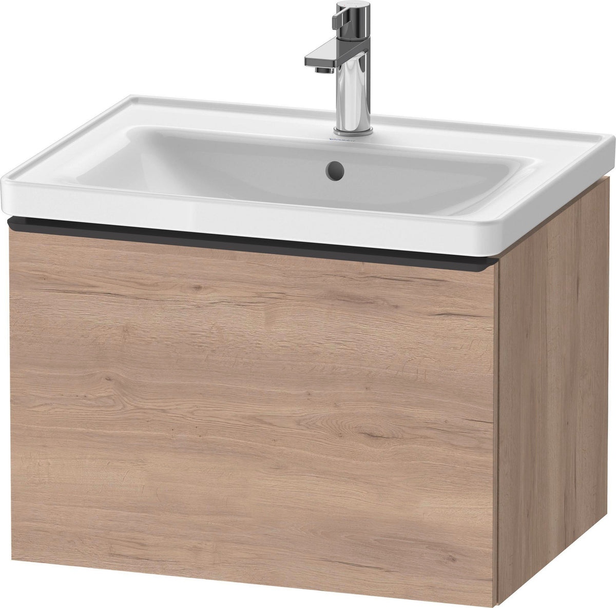 Duravit D-Neo Waschtischunterbau 634 mm betongrau matt mit Bronze-Griff und Soft-Close-Auszug