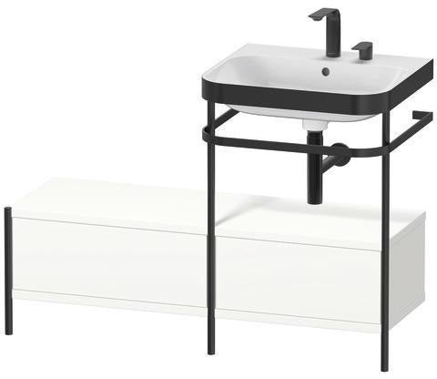 Duravit Waschtischset Happy D.2 Plus 1200x490mm ein Hahnloch taupe supermatt mit Metallkonsole
