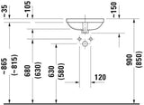 DURAVIT DuraStyle Einbauwaschtisch 370 mm weiß mit Überlauf und WonderGliss