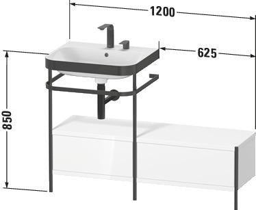 Duravit Happy D.2 Plus Waschtischunterbau 1200x490mm mit Metallkonsole, supermatt