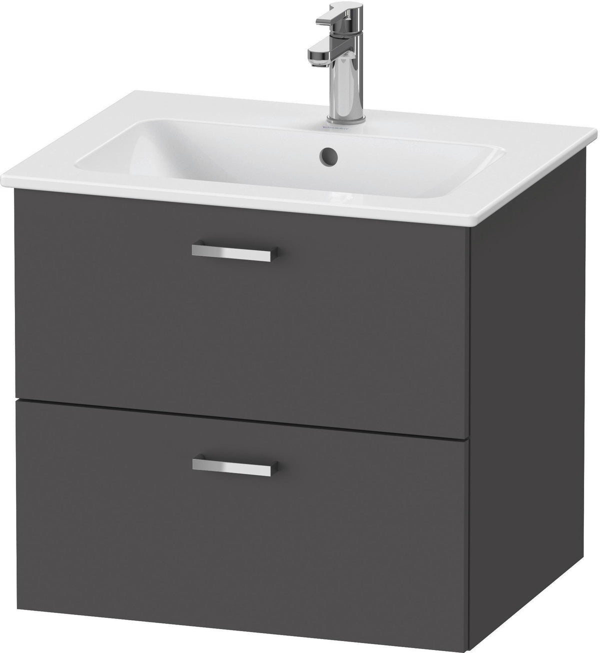 Duravit XBase Waschtischunterbau wandhängend 600 mm, 2 Schubkästen, weiß matt, Soft-Close
