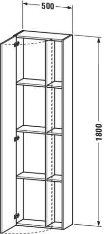 DURAVIT DuraStyle Hochschrank 240x500x1800 mm, 1 Tür, Anschlag links, Eiche Terra/Weiß Matt
