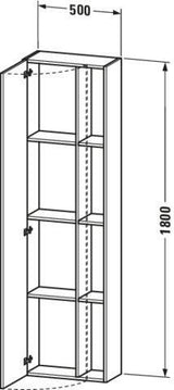 DURAVIT DuraStyle Hochschrank 240x500x1800 mm, 1 Tür, Anschlag links, Eiche Terra/Weiß Matt