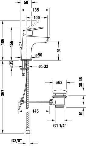 Duravit No.1 Einhebel-Waschtischmischer S mit Zugstange, Chrom – 100 mm Ausladung, Keramikmischsystem