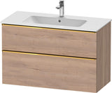 DURAVIT D-Neo Waschtischunterbau 1010 mm Eiche Schwarz mit Bronze Griff
