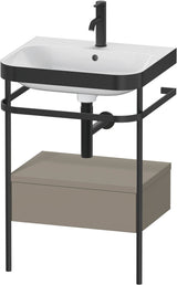 DURAVIT Happy D.2 Waschtischset mit Metallkonsole, 850x575x490 mm, Steingrau Seidenmatt, 1 Schubkasten, c-bonded