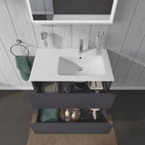 DURAVIT L-Cube Waschtischunterbau 820 mm wandhängend, 2 Schubkästen, Becken rechts, Betongrau Matt