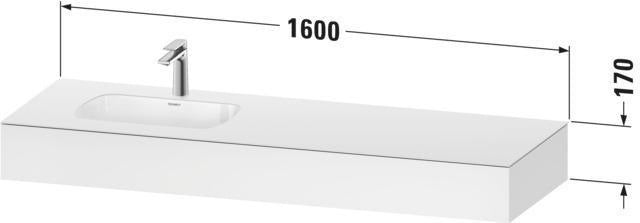 DURAVIT Qatego Einbau-Waschtisch mit Konsole 1600x550x170mm Weiß Hochglanz links