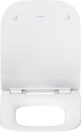 Duravit Univavo WC-Sitz eckig tief 434mm mit Absenkautomatik, abnehmbar, Edelstahl Scharniere, Weiß