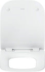 Duravit Univavo WC-Sitz eckig tief 434mm mit Absenkautomatik, abnehmbar, Edelstahl Scharniere, Weiß
