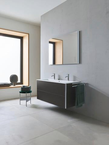 DURAVIT ME by Starck Möbelwaschtisch 1230 mm, 2 Hahnlöcher, mit Überlauf, weiß – Designer-Waschtisch von Philippe Starck