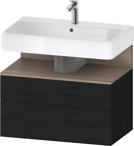DURAVIT Qatego Waschtischunterbau 790 mm Eiche Terra Matt – wandhängend, 1 Auszug, Tip-On