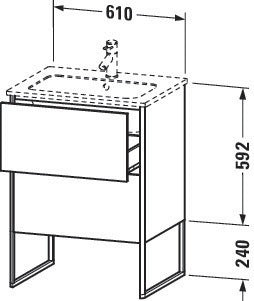 Duravit XSQUARE Waschtischunterbau 610 mm mit Auszug und Fußgestell – s-matt ES Ahorn