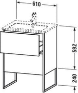 Duravit XSQUARE Waschtischunterbau 610 mm mit Auszug und Fußgestell – s-matt ES Ahorn