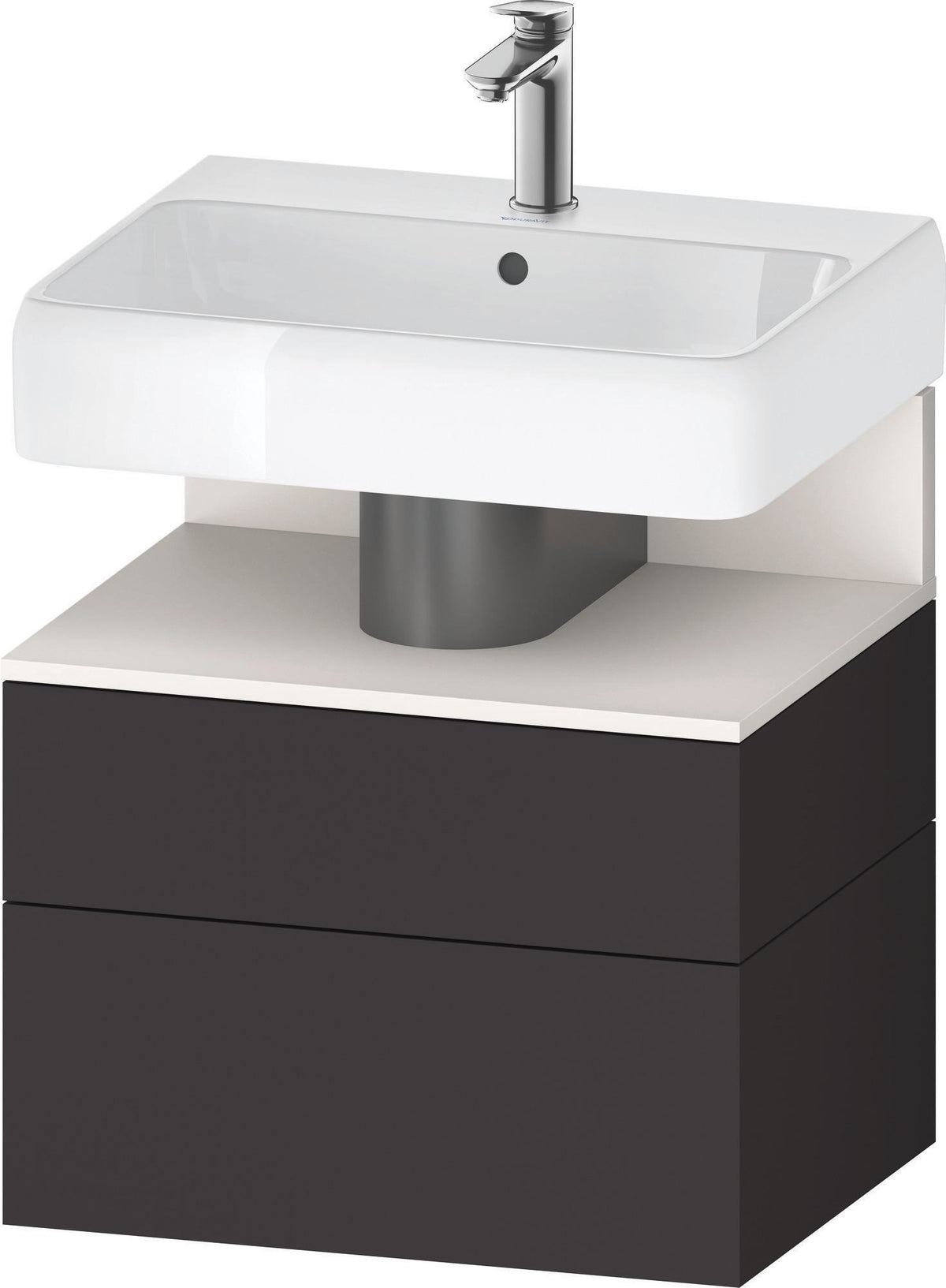 DURAVIT Qatego Waschtischunterbau 590 mm wandhängend, 1 Auszug, weiß Hochglanz, Nische Eiche Schwarz
