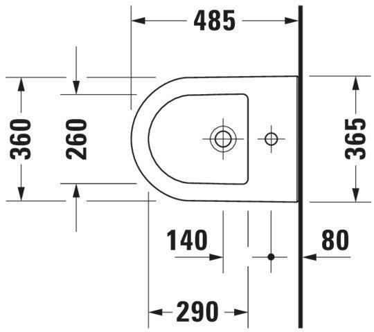 Duravit Wand-Bidet Darling New Compact 485 mm mit Überlauf & Hahnlochbank, weiß
