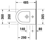Duravit Wand-Bidet Darling New Compact 485 mm mit Überlauf & Hahnlochbank, weiß