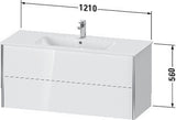 Duravit Waschtischunterbau XVIU 1210x560x480mm 2 Schubkästen Schürze s-matt Nussbaum