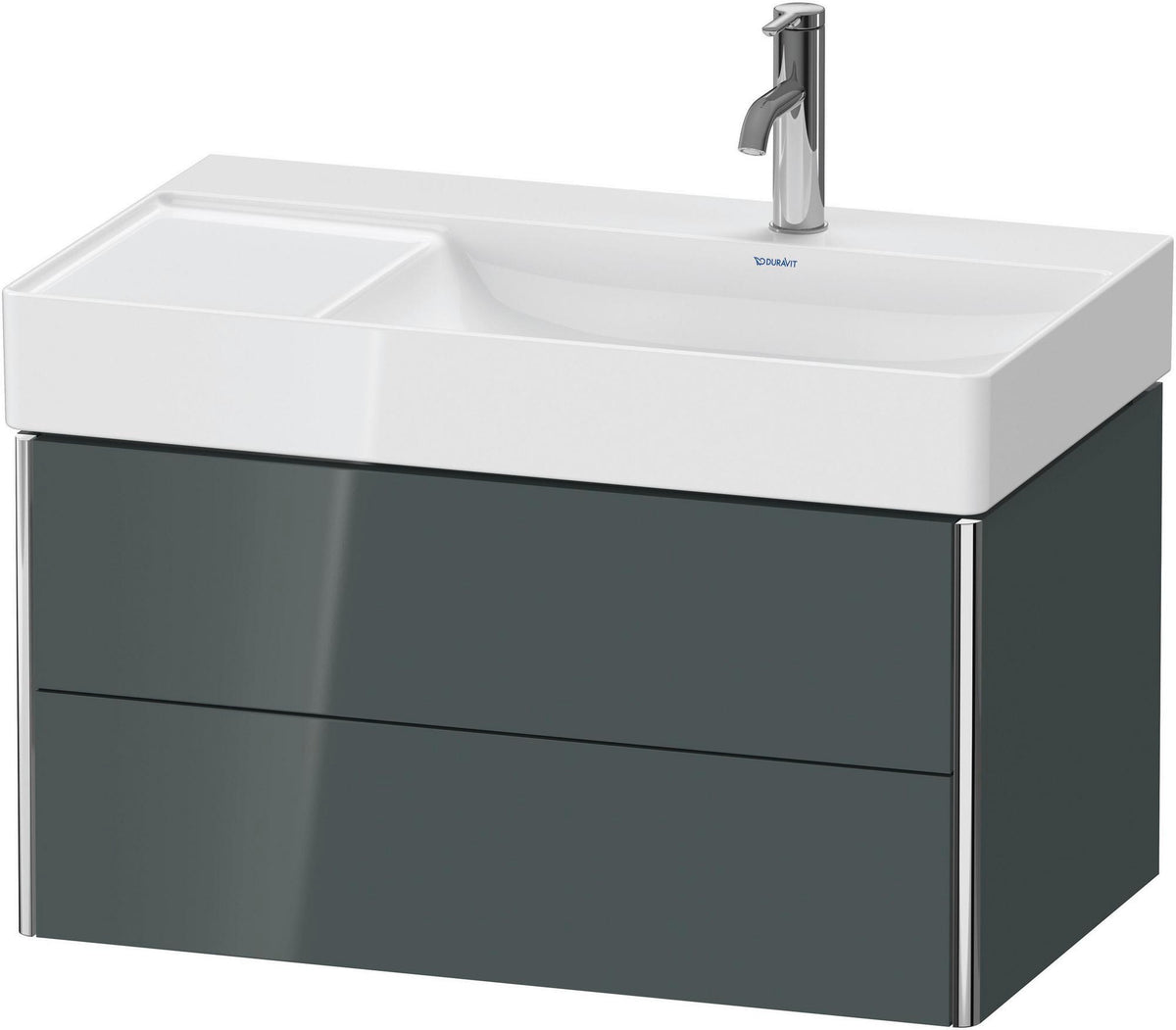DURAVIT XSquare Waschtischunterbau wandhängend 784 mm dolomiti grey hochglanz mit 2 Schubkästen
