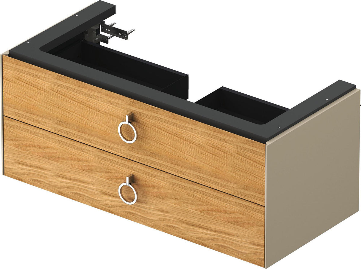 DURAVIT White Tulip Waschtischunterbau wandhängend 984 mm Nussbaum Taupe mit 2 Schubkästen