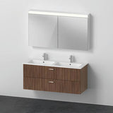DURAVIT XBase Möbel-Set 1300 mm Nussbaum Dunkel mit Waschtisch, Unterbau und Spiegelschrank