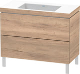 Duravit L-Cube c-bonded Waschtischset 1000 mm Eiche Marmoriert mit 2 Auszügen und Tip-on Technik