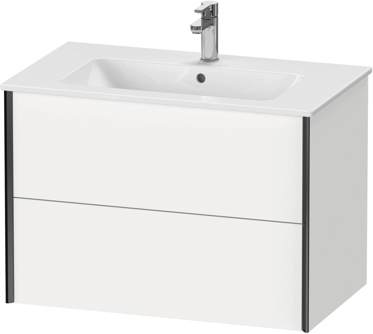 Duravit XViu Waschtischunterbau wandhängend 810 mm, 2 Schubkästen, champagner matt/weiß matt – ohne Griff, mit Tip-On-Technik