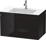 DURAVIT L-Cube c-bonded Waschtischset 800 mm mit Vero Air, 2 Schubkästen, Schwarz Hochglanz