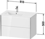 Duravit XViu Waschtischunterbau 810 mm wandhängend mit 2 Schubkästen, weiß matt, für Waschtisch links