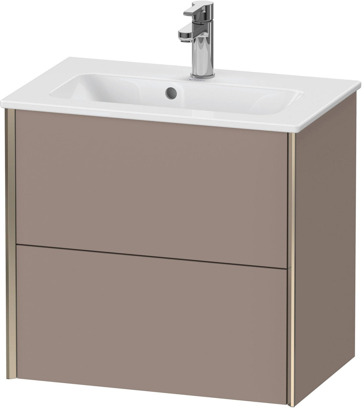 DURAVIT XViu Waschtischunterbau wandhängend 610 mm, 2 Schubladen, champagner matt/weiß matt