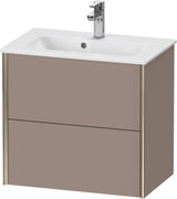 DURAVIT XViu Waschtischunterbau wandhängend 610 mm, 2 Schubladen, champagner matt/weiß matt