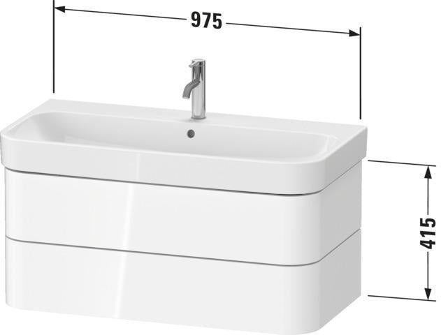 Duravit Waschtischunterbau Happy D.2 Plus 975 mm taupe supermatt mit Tip-On-Technik