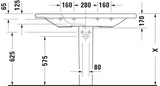 DURAVIT DuraStyle Möbelwaschtisch 1200 mm weiß WonderGliss mit Überlauf und Hahnlochbank