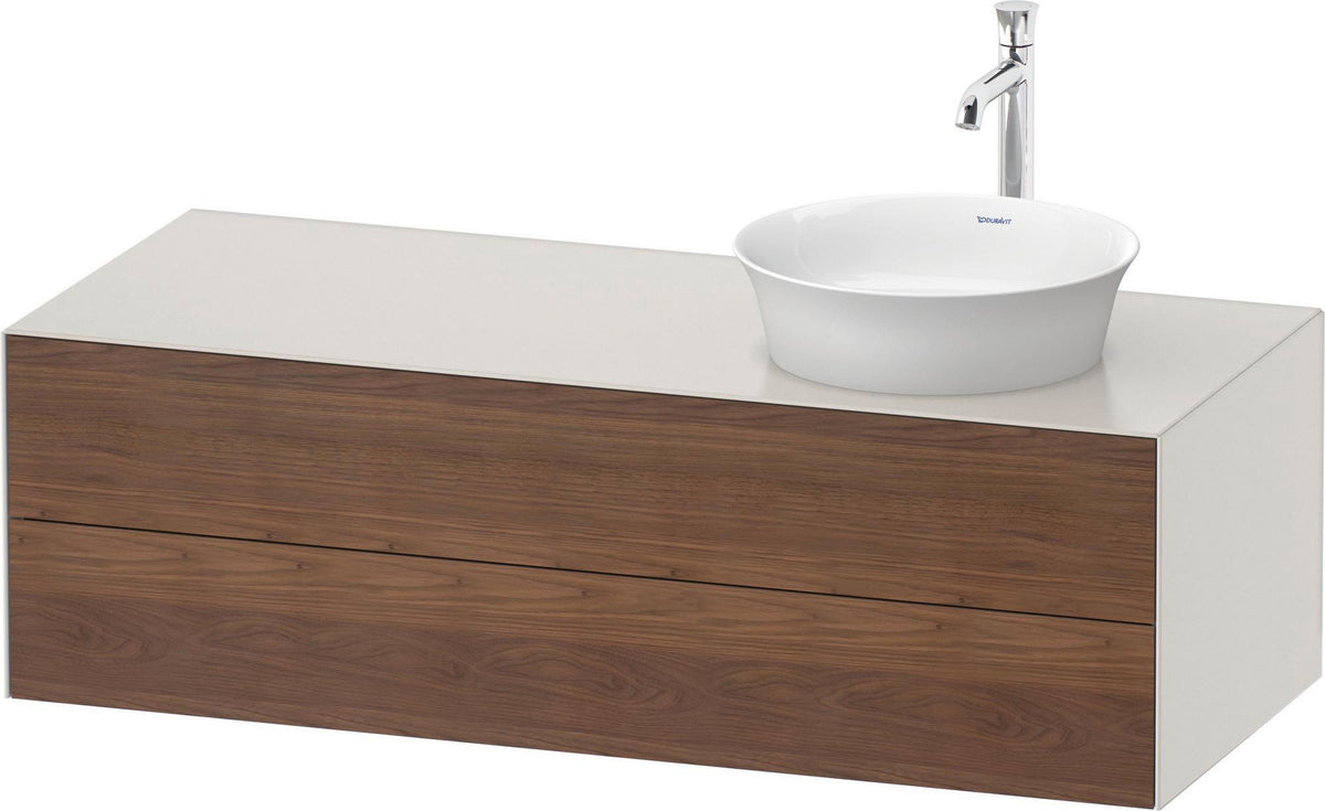 DURAVIT White Tulip Waschtischunterbau 1300 mm wandhängend, 2 Schubkästen, Becken rechts, Nordic Weiß seidenmatt